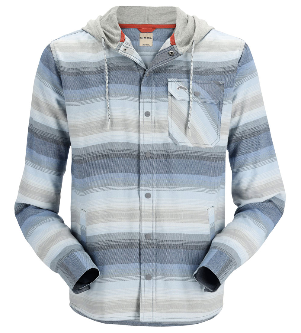 Simms Santee Flannel Hoody navy/storm/steel blue stripe
