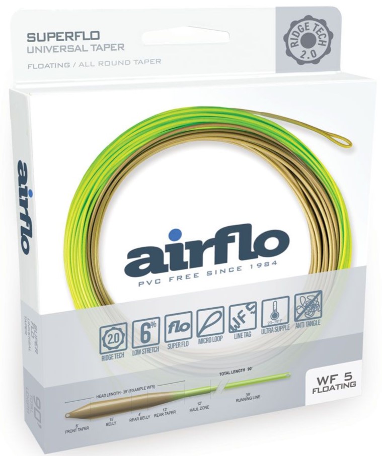 Airflo Ridge 2.0 Superflo Universal Taper Trout Floating Moss Olive/Chartreuse