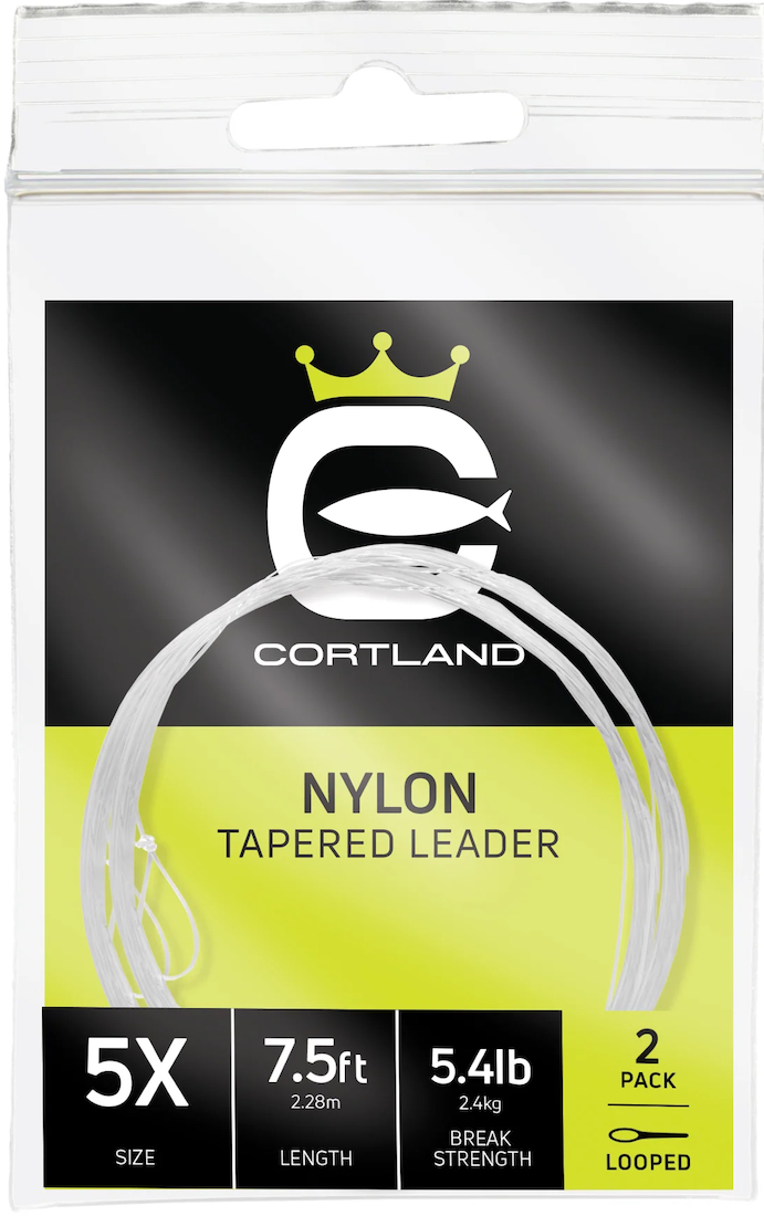 Cortland Nylon Tapered Leader - 2 Pack - Clear 7,5 ft Pre-Looped Leader
