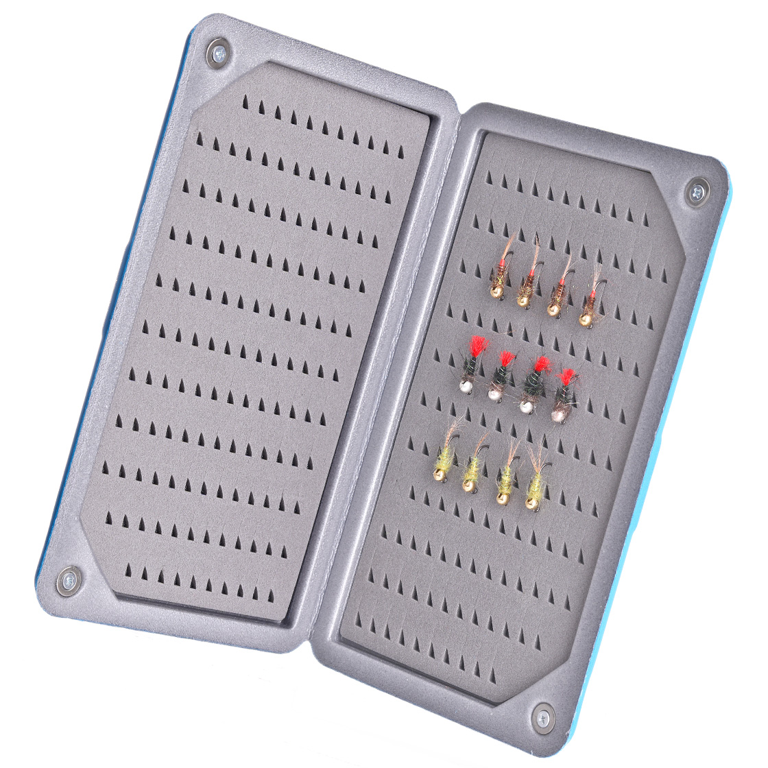 P-27152_adh-fishing-Tungsten-Nymphen-Set-12-Stuck-on-AHREX-by-Superflies-Dose-blau_ adh-fishing Tungsten nymph set 12 pieces on AHREX by Superflies box blue