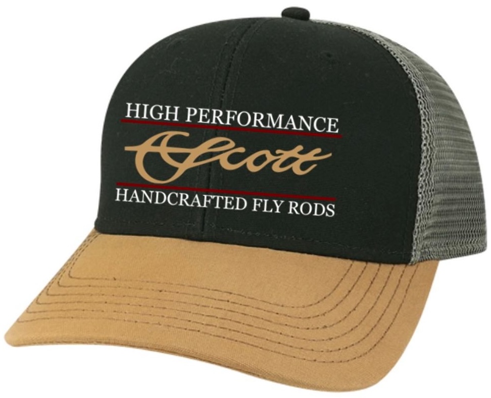 Scott Cap Black Grey and Gold Mesh Snap Back with High Performance Logo