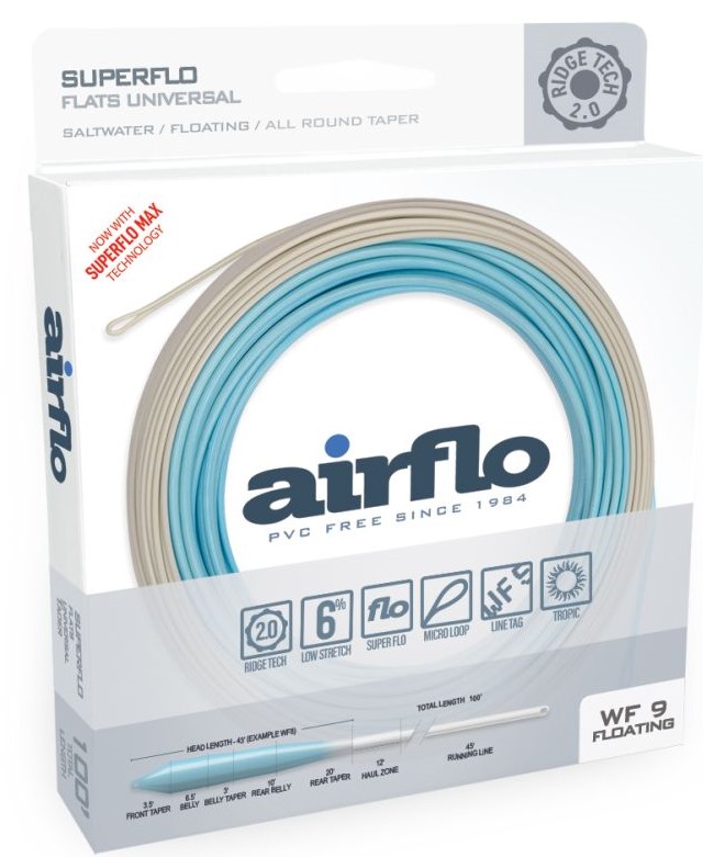 Airflo Ridge 2.0 Flats Universal Floating Power Core Tropical Saltwater Fly Line Sky/Cloud