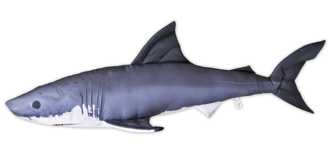 P-29206_Fischkissen_Kuscheltier_Weisser_Hai_120cm_ganz Fish Pillow Soft Toy Great White Shark 120cm