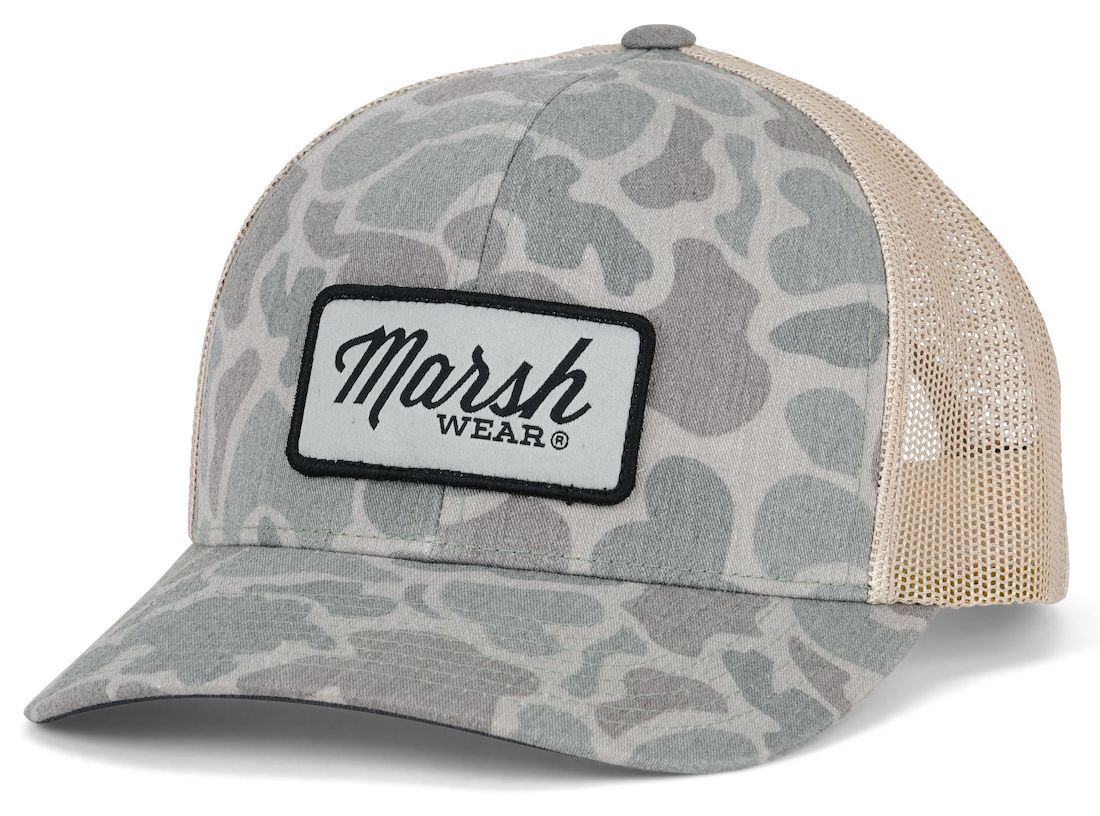 P-29377_Marsh_Wear_Script_Trucker_Hat_Dark_Green_Camo_ Marsh Wear Script Trucker Cap Dark Green Mallard Camo