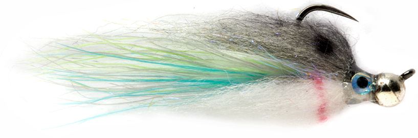Fulling Mill Streamer Barbless - Jiggy Fat Minnow grey & white