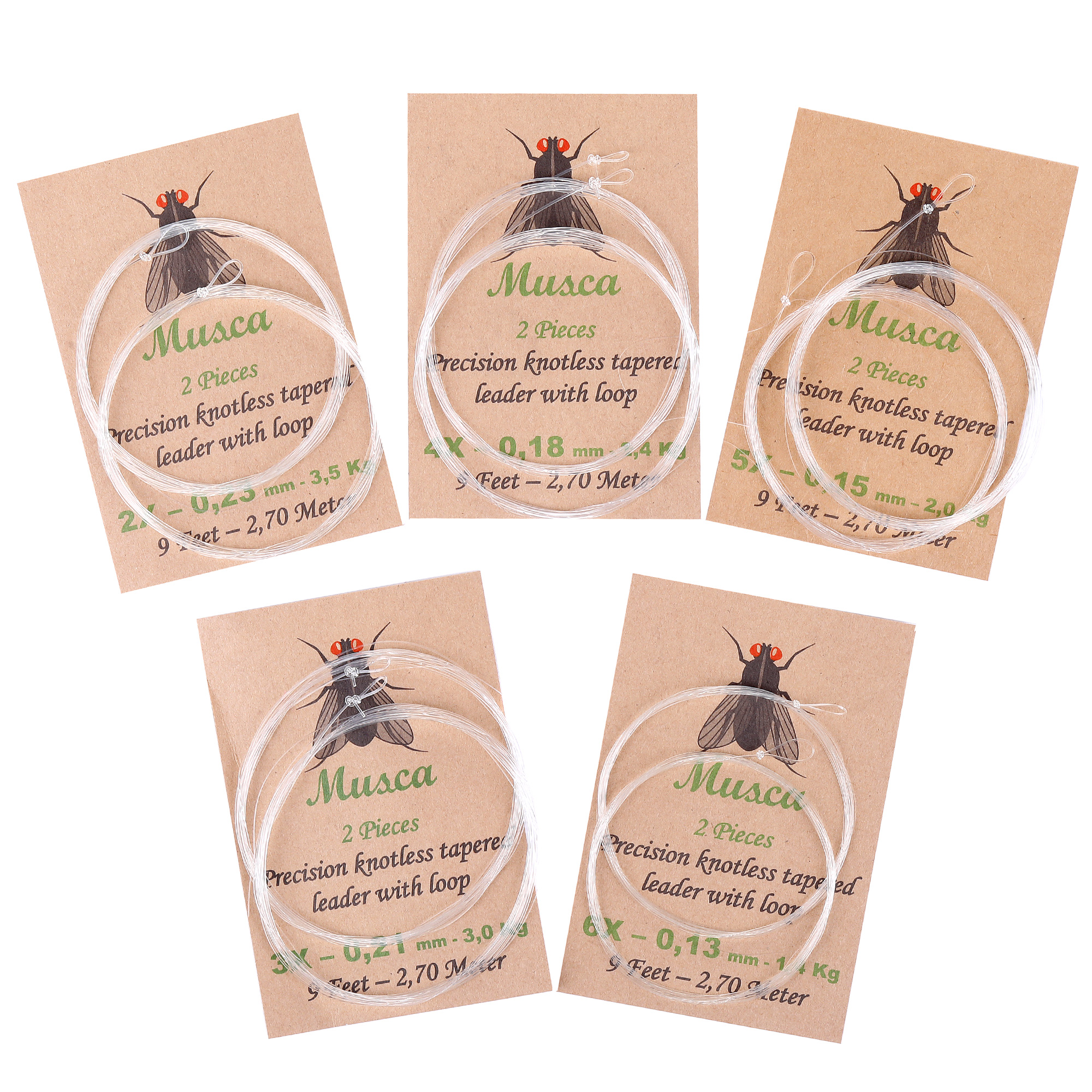 Musca Tapered Leader 9 ft Fly Fishing Leader 2pc Pack