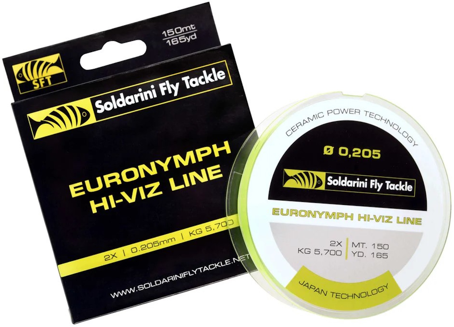 Soldarini Euronymph Hi-Viz Mono Line 150 m spool fluo chartreuse