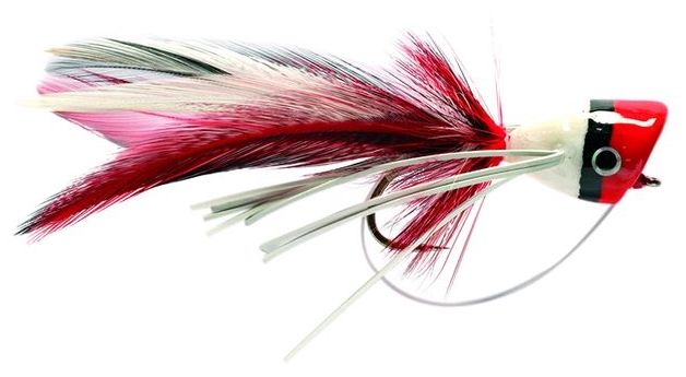 P-03841_Fulling_Mill_Streamer_Bass_Popper_Red-White_ Fulling Mill Streamer - Bass Popper red & white
