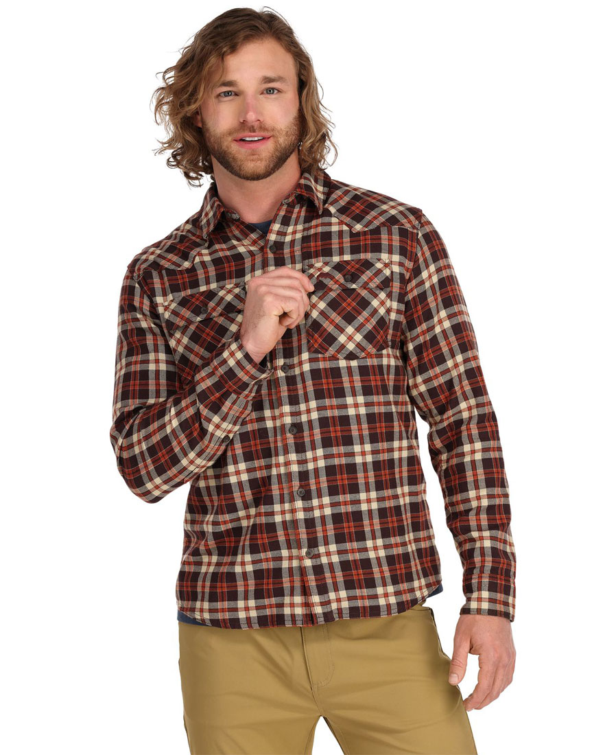 Simms_Santee_Flannel_Shirt_Hemd_maghoany_tan_camp_plaid_5