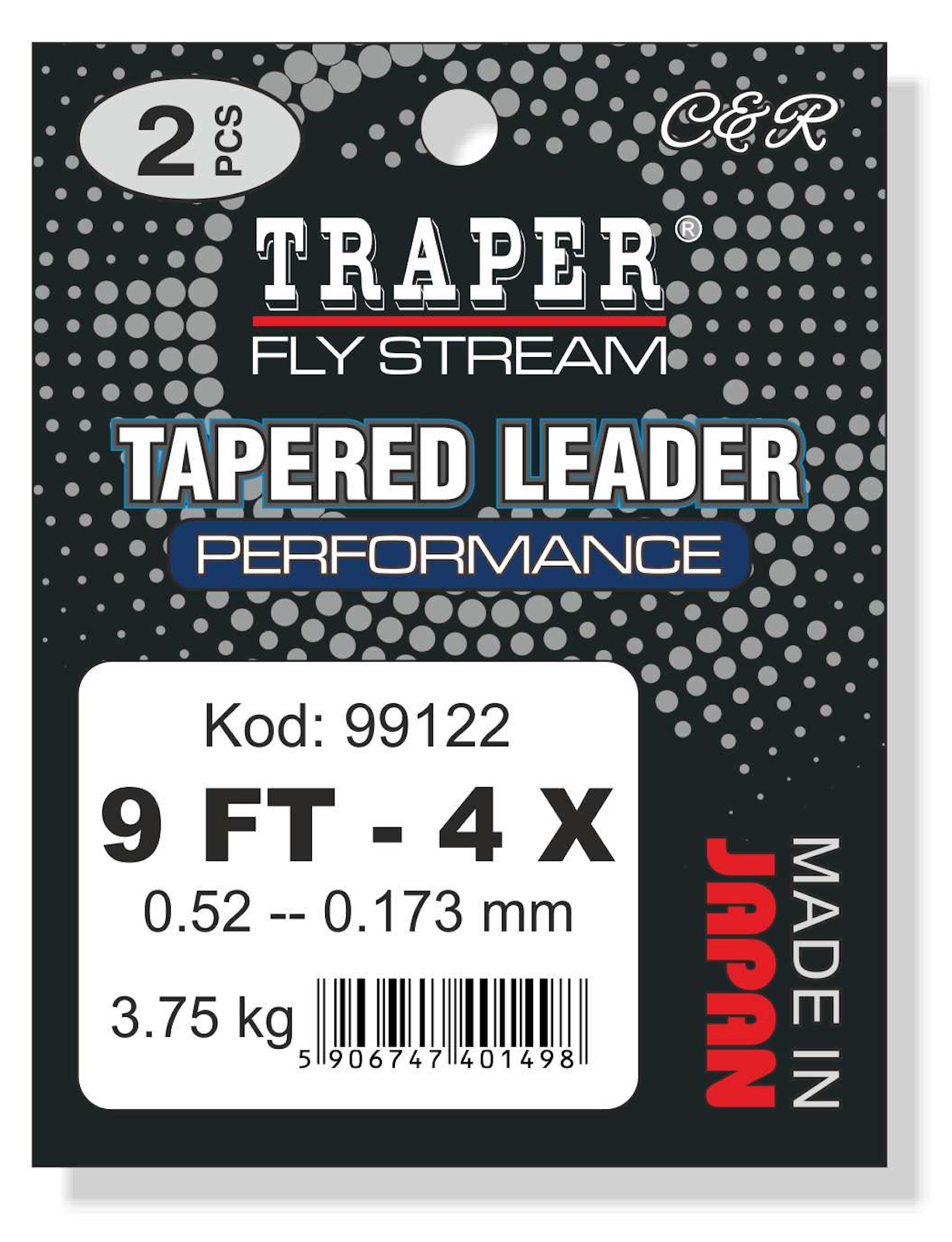 Traper Tapered Leader 9 ft - 2 pc Pack