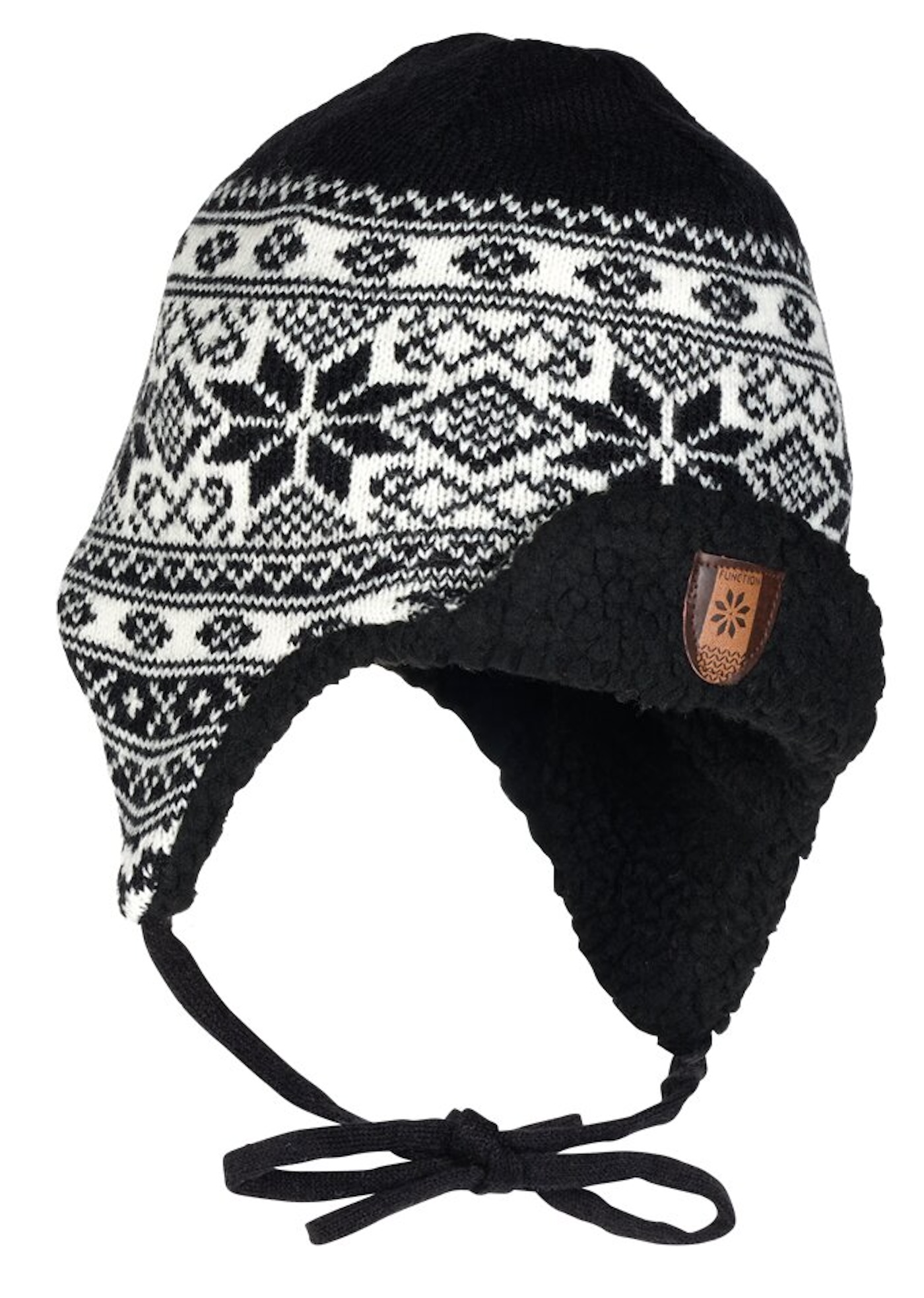 Bratens 100% Norway SNØSTJERNE beanie extra warm with ear protection black & white