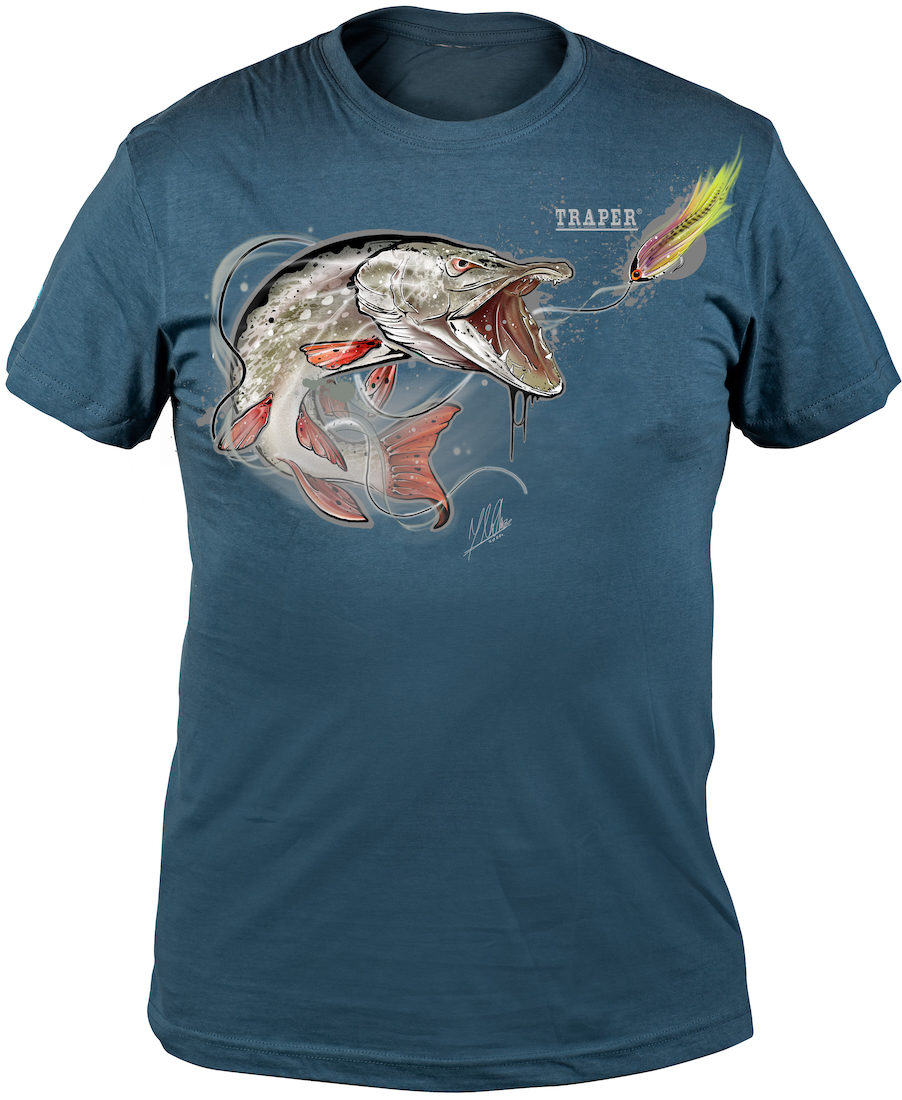 P-26514_Traper_Art_T-Shirt_Pike_On_Fly_demin_ Traper Art T-Shirt Pike On Fly denim