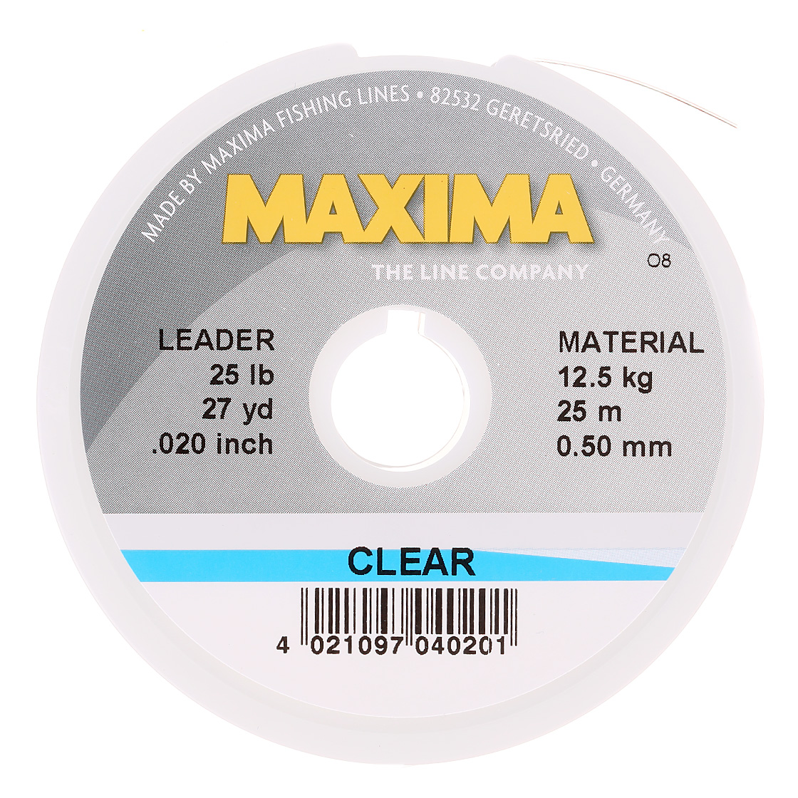 P-28899_Maxima-Mono-Tippet-25-m-auf-Spule-Clear-Transparent Maxima Mono Tippet 25 m spool clear