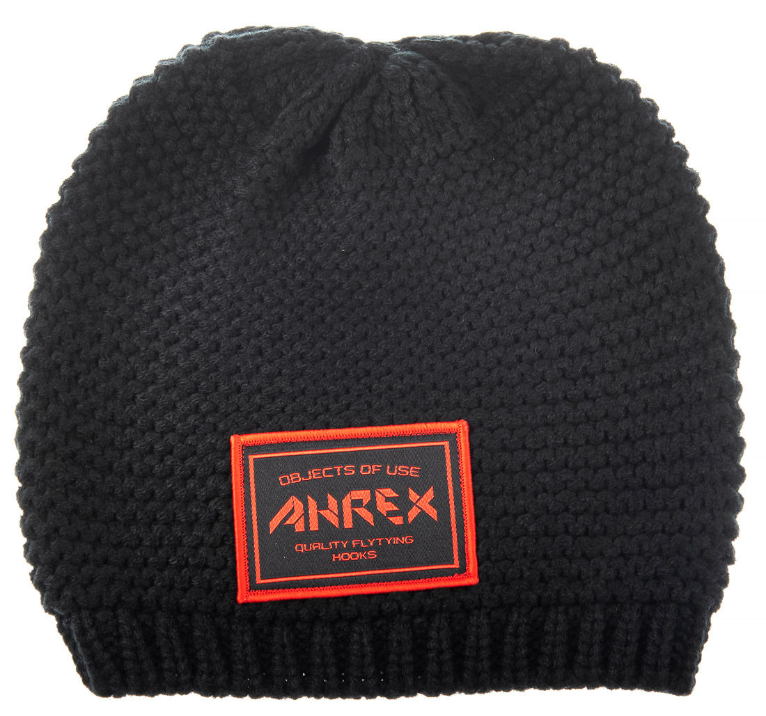 Ahrex Handknit Woven Patch Beanie black