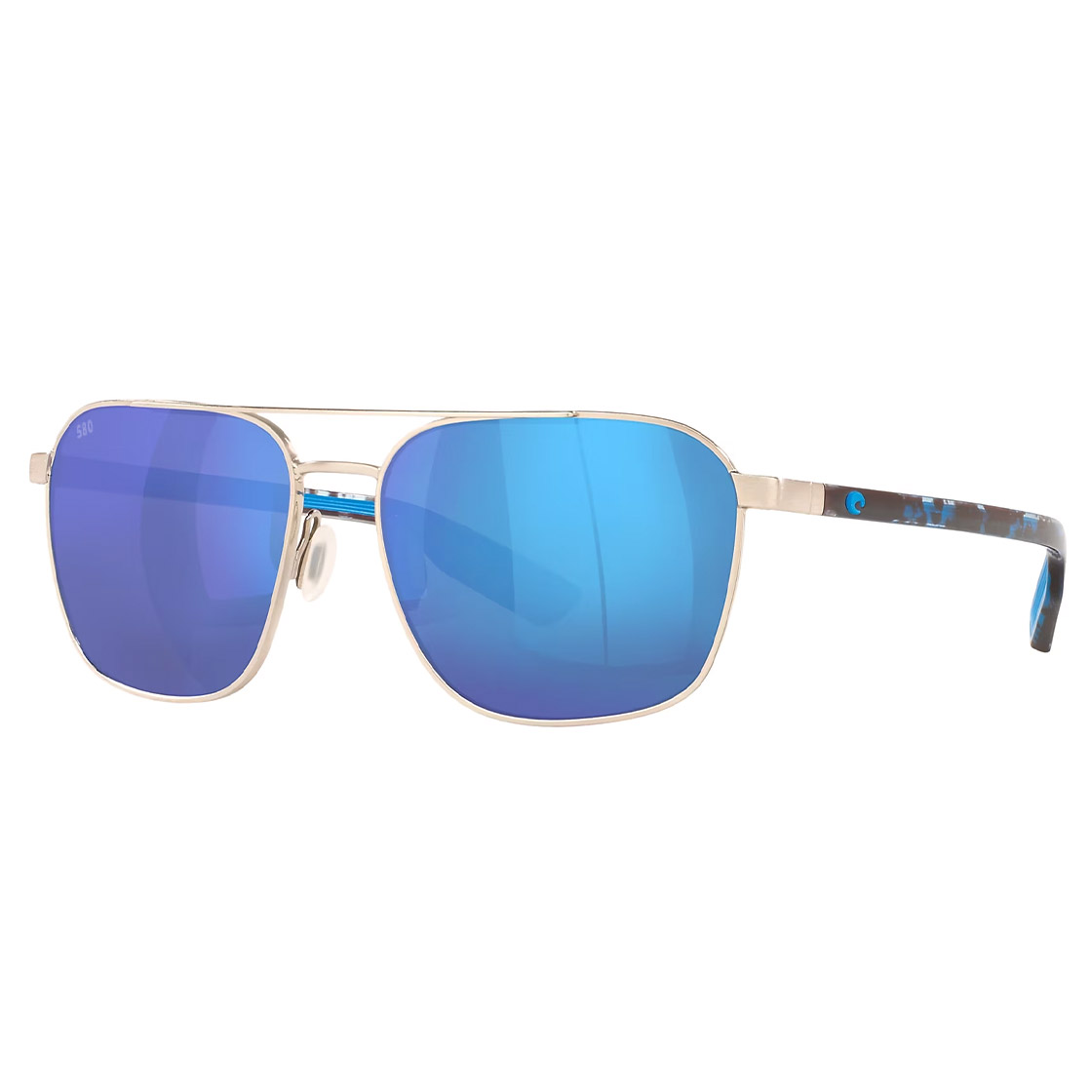 Costa Polarized Glasses Wader Brushed Silver (Blue Mirror 580G)