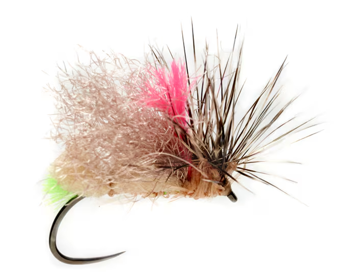 P-29117_Fulling_Mill_Foam_ront_End_Loader_Caddis_Tan_Trockenfliege_ Fulling Mill Tactical Dry Flies Olsen's Foam Front End loader Caddis Tan Barbless Dry Fly