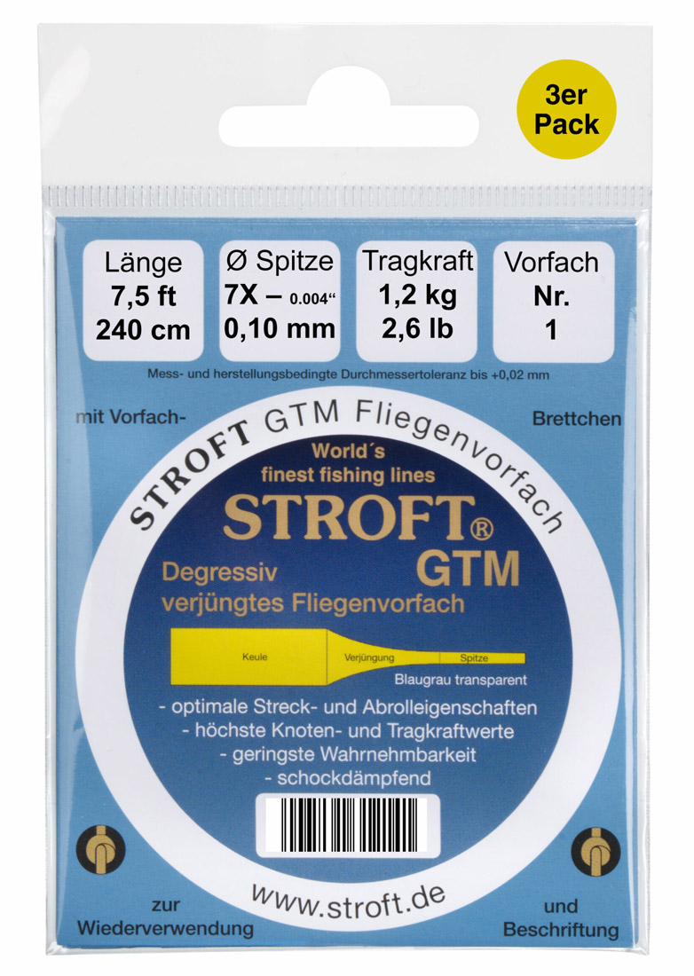 Stroft GTM Tapered Leader 7,5 ft 3-Pack 