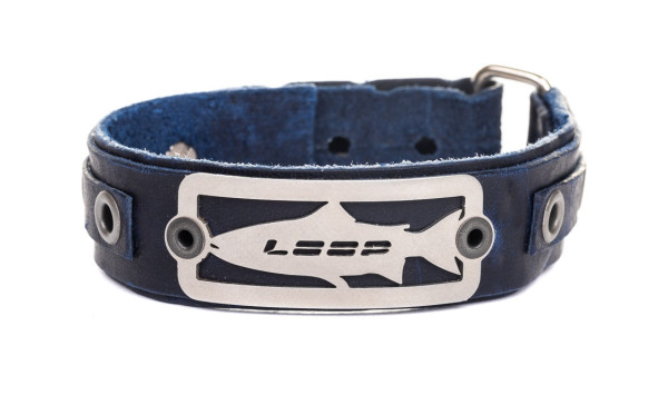 Loop Salmon Bracelet Leather Cuff navy
