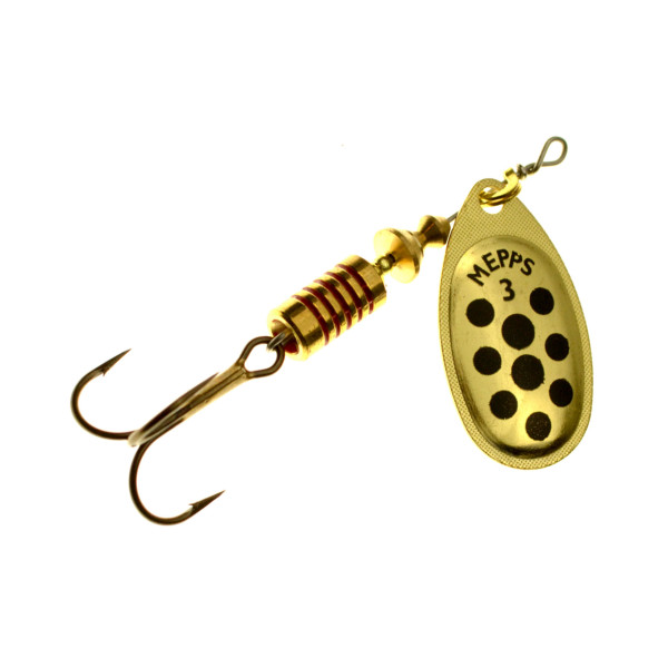 Mepps Aglia Spinner dotted gold/black, Metalbaits, Lures and Baits, Spin  Fishing