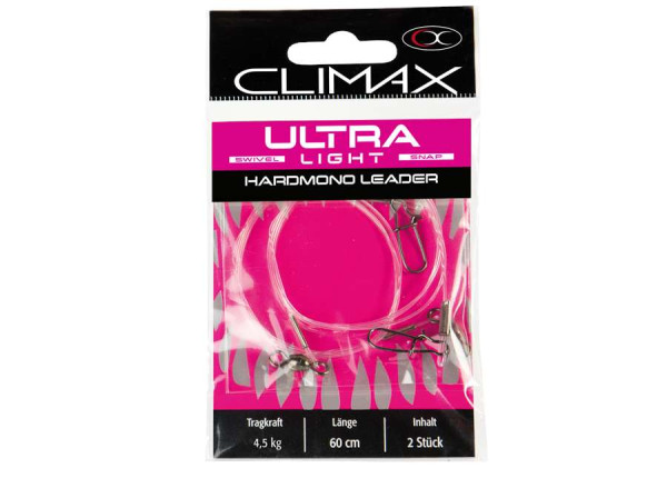 Climax Ultra Light Hard Mono Leader 4,5 kg 60 cm 2er Pack Climax Ultra Light Hard Mono Leader