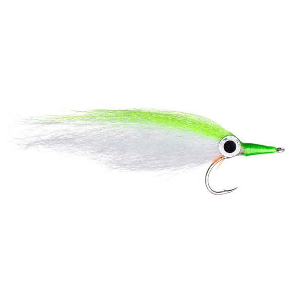 Fishient H2O Saltwater Fly - Garfish Flashy Profile chartreuse & white