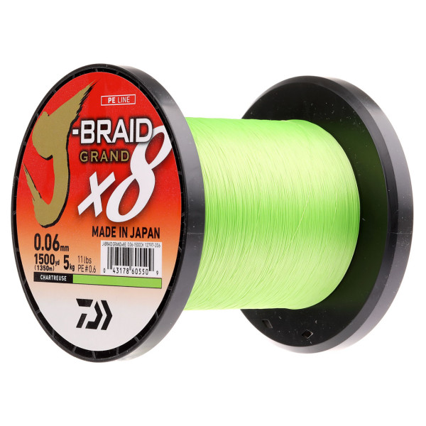 Daiwa J-Braid Grand X8E 1350m chartreuse 8X braided line