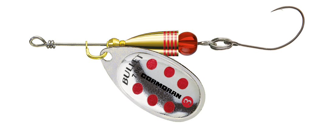 Daiwa Cormoran Bullet Spinner single hook silver/red dotted