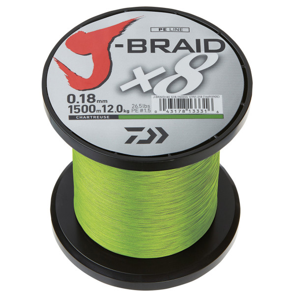 Daiwa J-Braid X8E chartreuse 8X briaded line - By the meter
