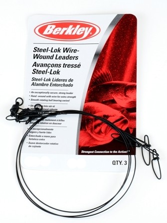 4 PACKS= 12 LEEDERS 3 QTY BERKLEY STEELON WIRE-WOUND LEADERS SIZE 6" 30 LB 