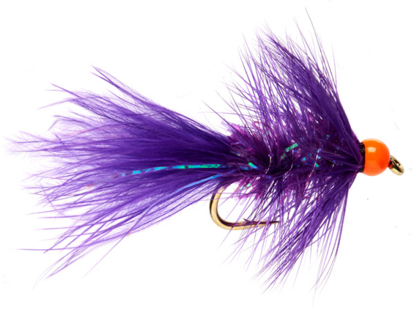 Fulling Mill Streamer - Shimmer Bugger Purple & Orange Bead