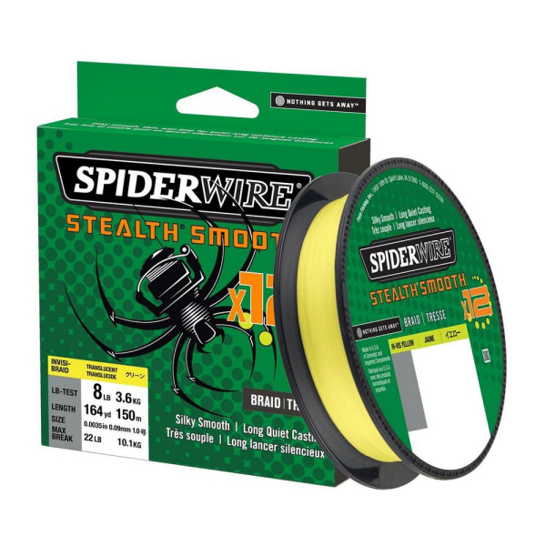 SpiderWire Stealth Smooth12 150 m hi-vis yellow - 12 strands braided line