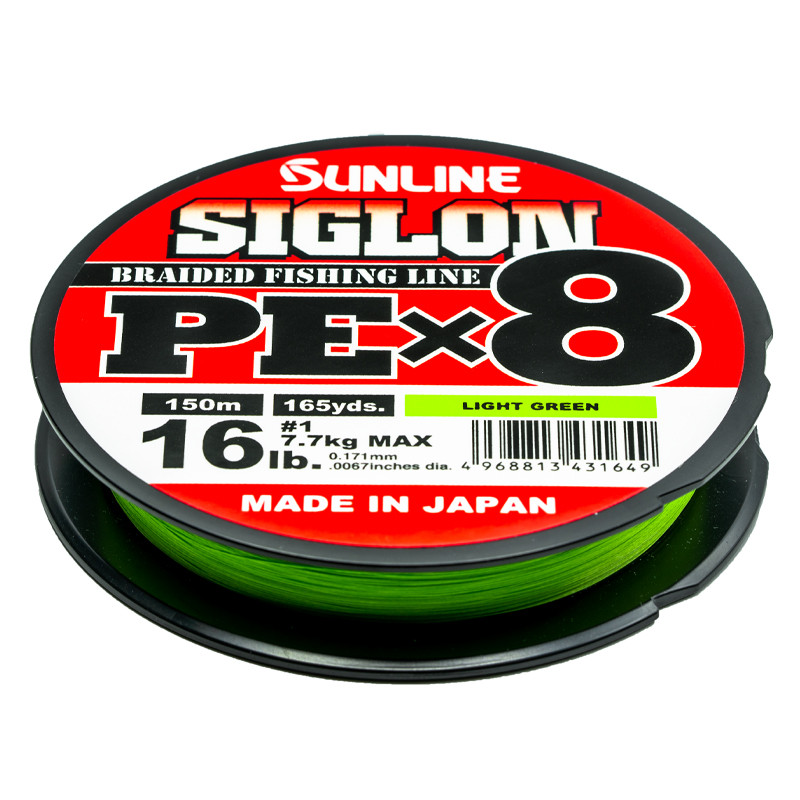 Sunline Siglon PE X8 Braid Light Green braided line 150 m, Braided Lines, Lines, Spin Fishing