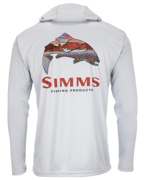 Simms Tech Hoody Artist Series Trout Logo flame sterling Longsleeves Shirts and Pullovers Clothing adh fishing