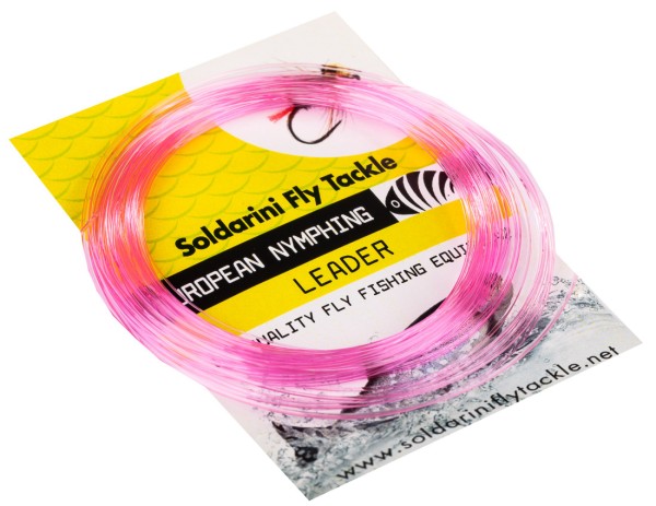 Soldarini Fly Tackle Euro Nymph Tapered Leader 30 ft pink