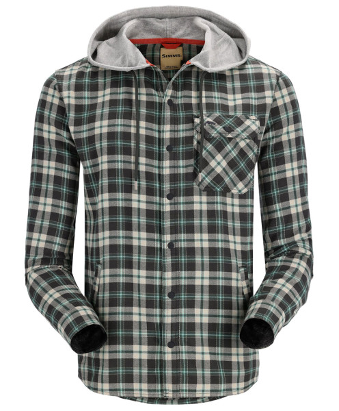 Simms Santee Flannel Hoody forest/carbon camp plaid