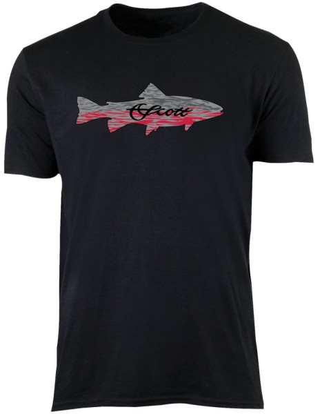 Scott Grey/red Trout on Black T-Shirt