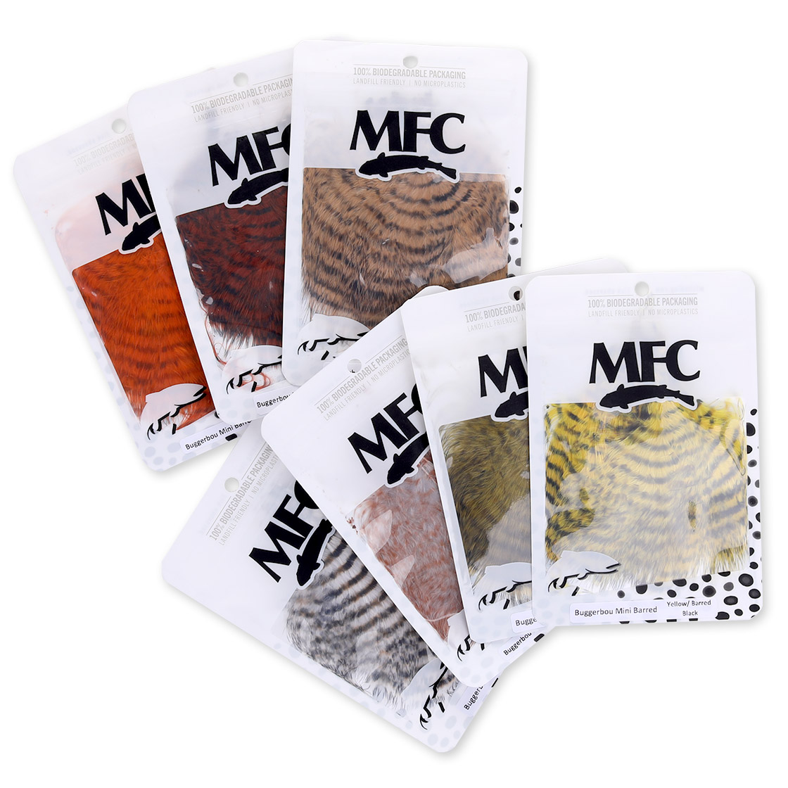 MFC Barred Buggerbou Grizzly Wooly Bugger Marabou Feathers Feathers