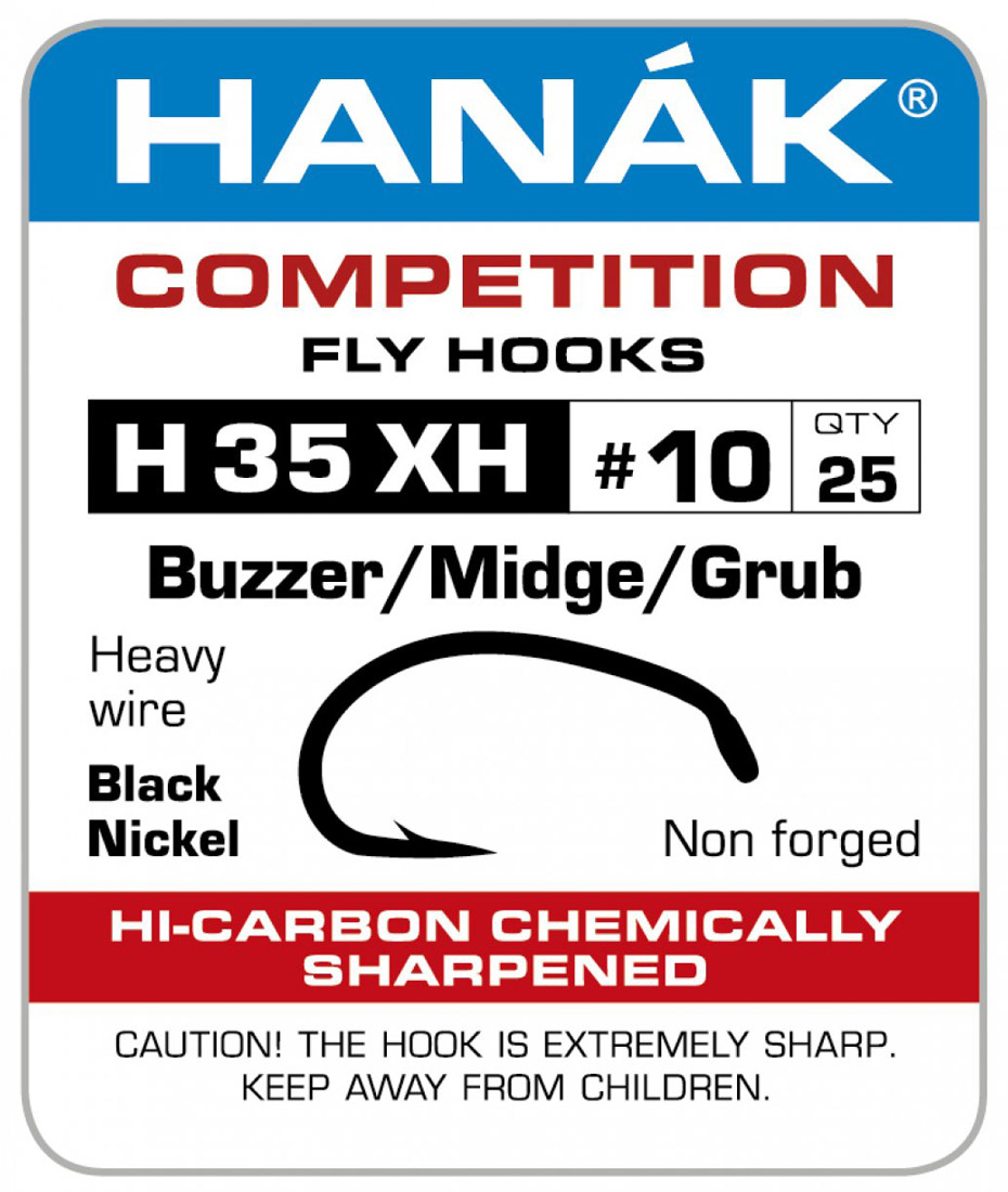 Grub per PK.25 sizes 8-14. Midge Hanak H35XH Curved barbed hooks Buzzer 