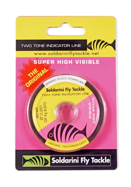 Soldarini Fly Tackle Two Tone Indicator Line Super Visible Sighter fluo pink/fluo yellow