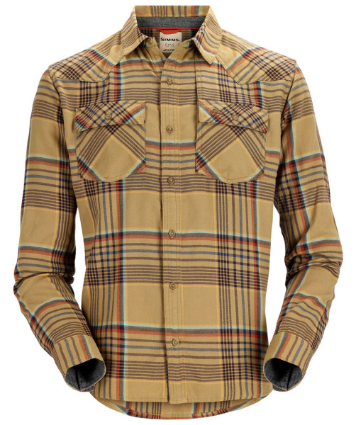 Simms Santee Flannel Shirt camel/navy/clay neo plaid