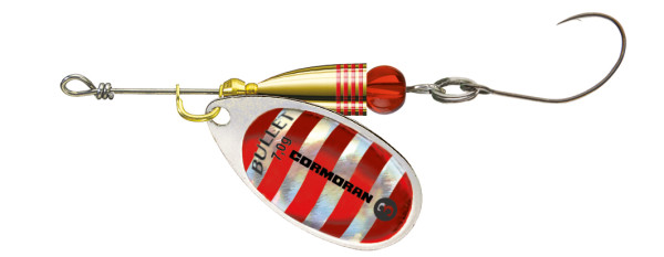 Daiwa Cormoran Bullet Spinner single hook silver/red striped Daiwa Cormoran Bullet Spinner silver/red striped