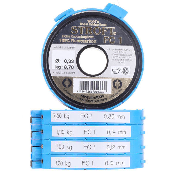 Stroft FC 1 Fluorocarbon Tippet Material 50 m/Spool and Cutter-Ring