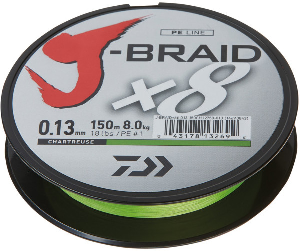 Daiwa J-Braid X8 150 m chartreuse 8X braided line
