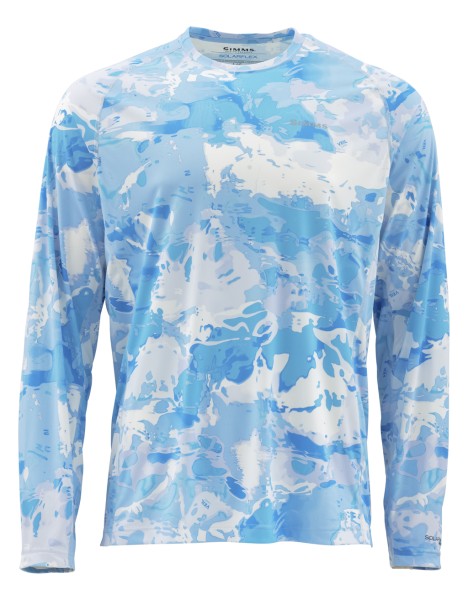 Simms Solarflex LS Crew Graphic Prints Shirt cloud camo blue