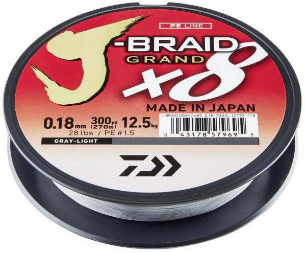 Daiwa J-Braid Grand X8E 270 m grey light 8X braided line