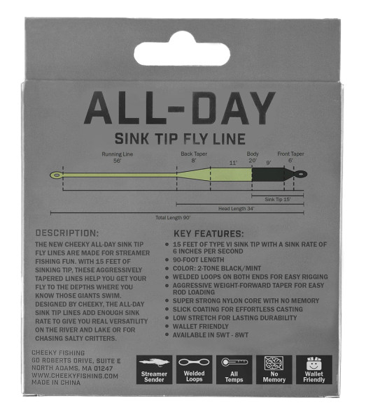 Cheeky All Day Sink 6 Tip Fly Line WF Sinking Singlehanded Fly