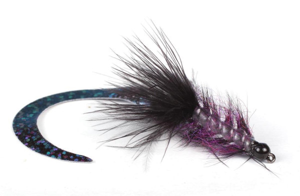 Guideline Sea Trout Fly - Bead Head Wiggle Tail Borstemark black