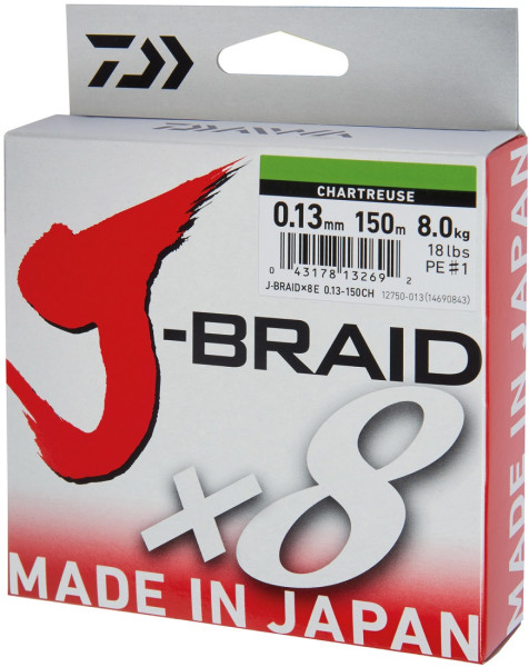 Details about   Daiwa J Braid x8 150 m Chartreuse Braided Fishing Line 