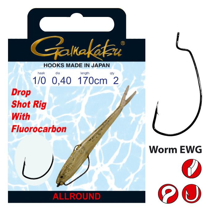 Gamakatsu Dropshot Rig Worm EWG 1,70 m, Hooks, Accessories, Spin Fishing