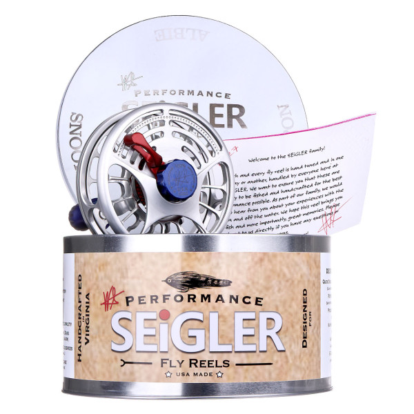 Seigler Fly Reel silver, red & blue